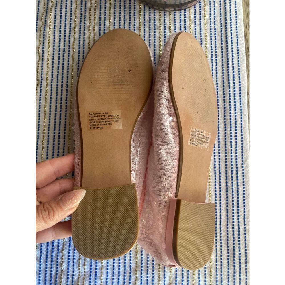Aqua Sequin Embellished Ballet Flats in Light Pink Sz 8 - Picture 10 of 10